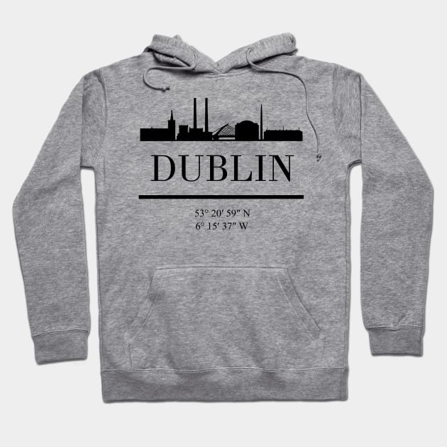 DUBLIN IRELAND BLACK SILHOUETTE SKYLINE ART Hoodie by deificusArt